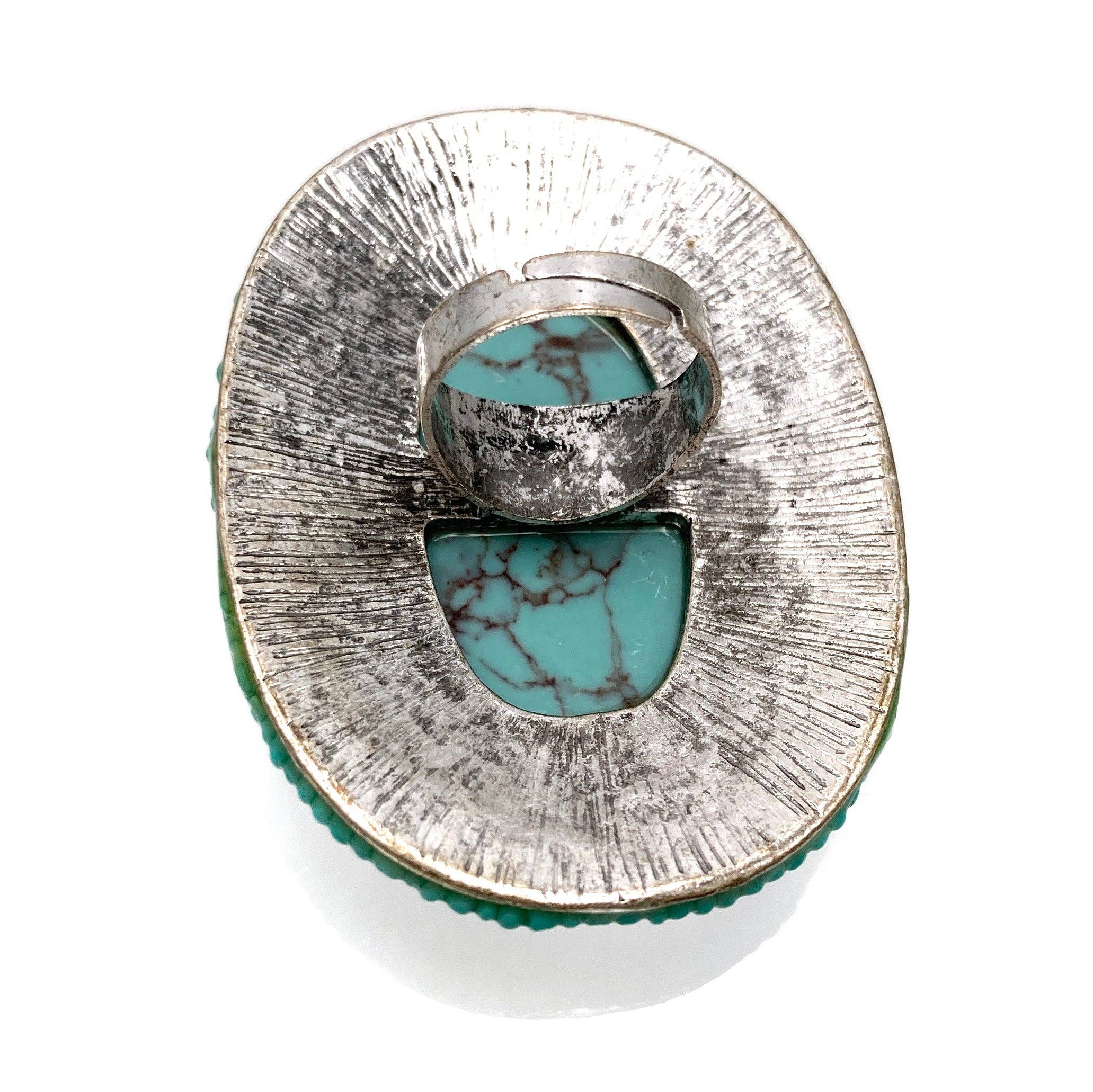 Lunar Deer - Venta al por mayor Anillos grandes/de cóctel - Anillo grande con forma de semillas de piedra turquesa1