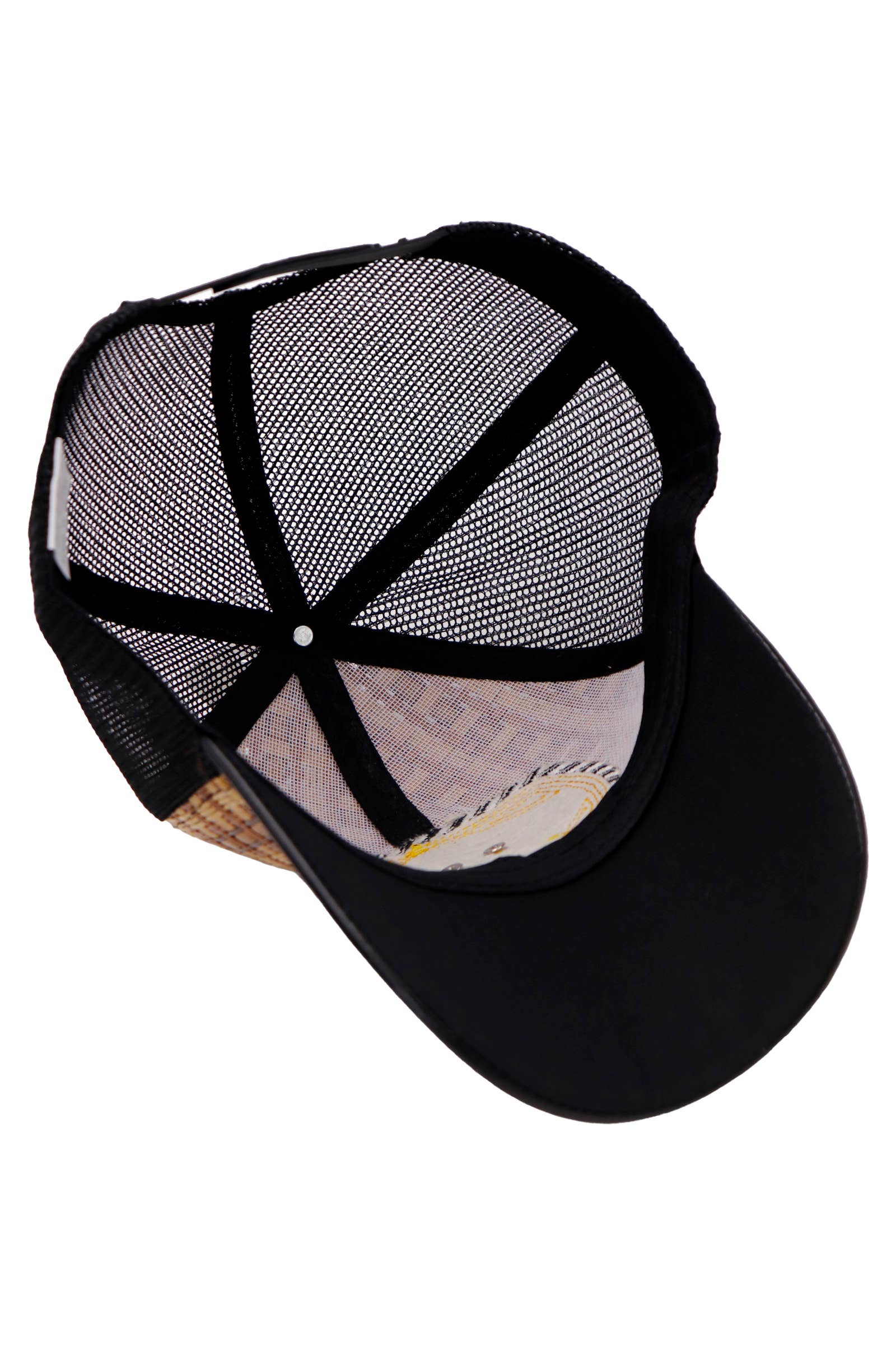 Cap Zone - Wholesale Trucker Hat - Unisex - Silver Emblem Vegan Leather Straw Mesh Charro Cap7