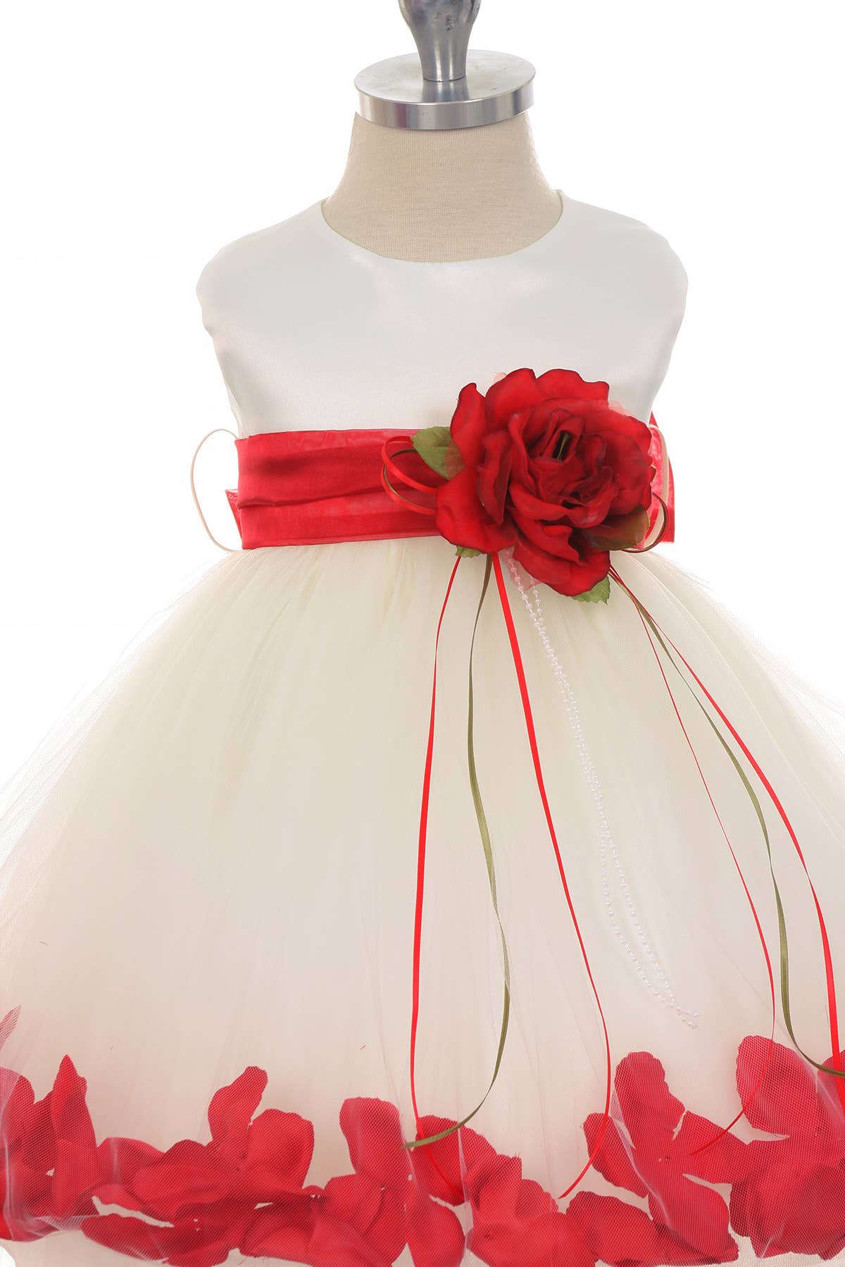 Kid's Dream - Wholesale Dress - Baby - Satin Flower Petal Baby Dress with Organza Sash11