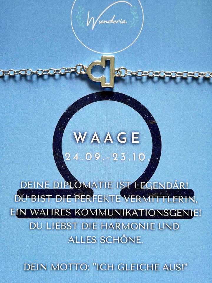 Libra zodiac sign with message bracelet silver for wholesale by Wunderia