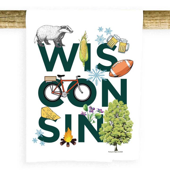 Wisconsin Peek-A-Boo Towel for wholesale by Potluck Press