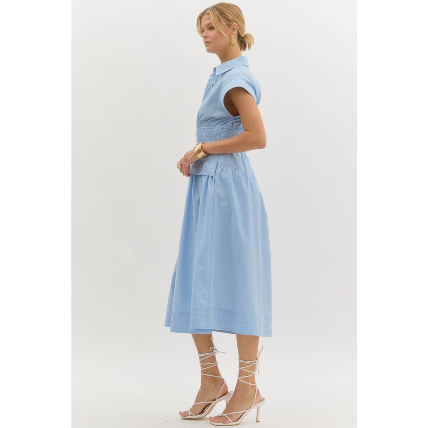 STYLE USA - Wholesale Dress - Women's - Solid cap sleeve midi dress2