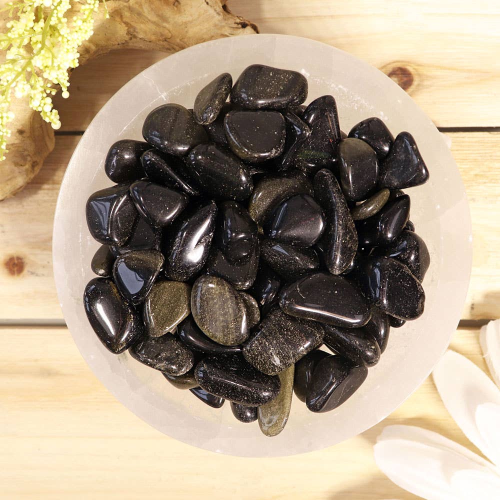 Natures Artifacts Inc – wholesale Spiritual stone/crystal – 1 lb Golden Sheen Obsidian Tumbled Stones1