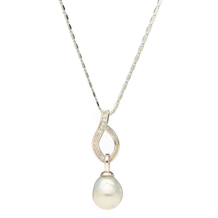 Söderhavet vit barock pärla dammar hänge 11-12 mm AA för wholesale av Vayo Pearls