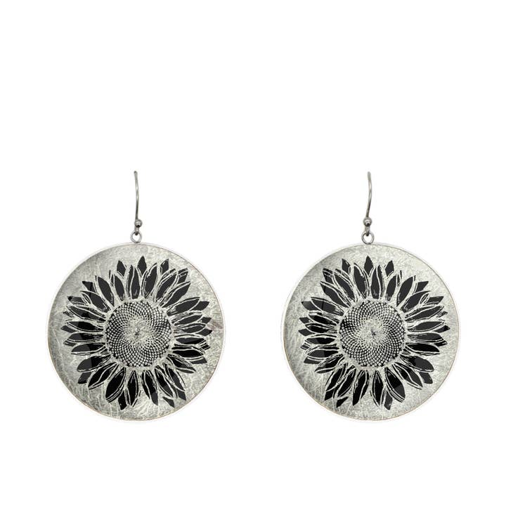 SUNFLOWER - CIRCLE STATEMENT EARRINGS - D943 for wholesale by Mo Resin
