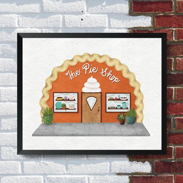 8x10 Pie Shop Art Print, Tiny Shops Art Print, Kitchen Art for wholesale by blonde birdie