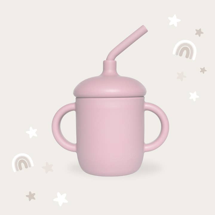 Sippy Cup with Straw, Spill-Proof & Anti-Stain - Dusty Pink for wholesale on Faire1