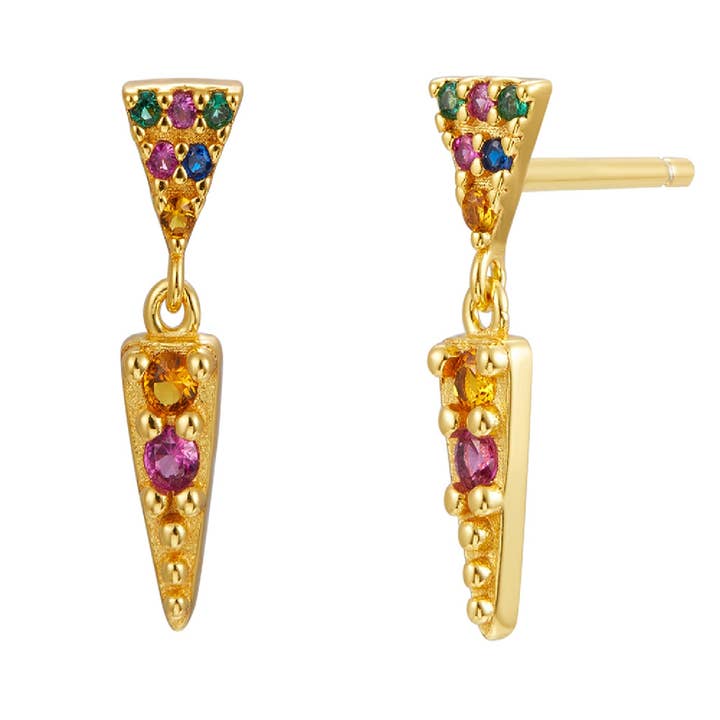 Orecchini lunghi/cerchio zirconi - triangolo - zircone per la vendita all'ingrosso da parte di Buganto