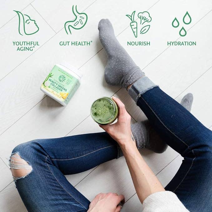 Sunwarrior - Wholesale Protein/Superfood Powder - Beauty Greens Pina Colada Collagen Powder - Vegan, Soy-Free