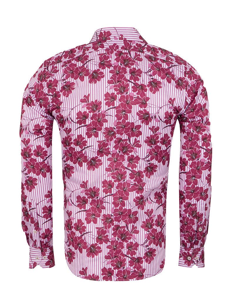 Purple Stripe Daisy Floral Print Shirt for wholesale on Faire3