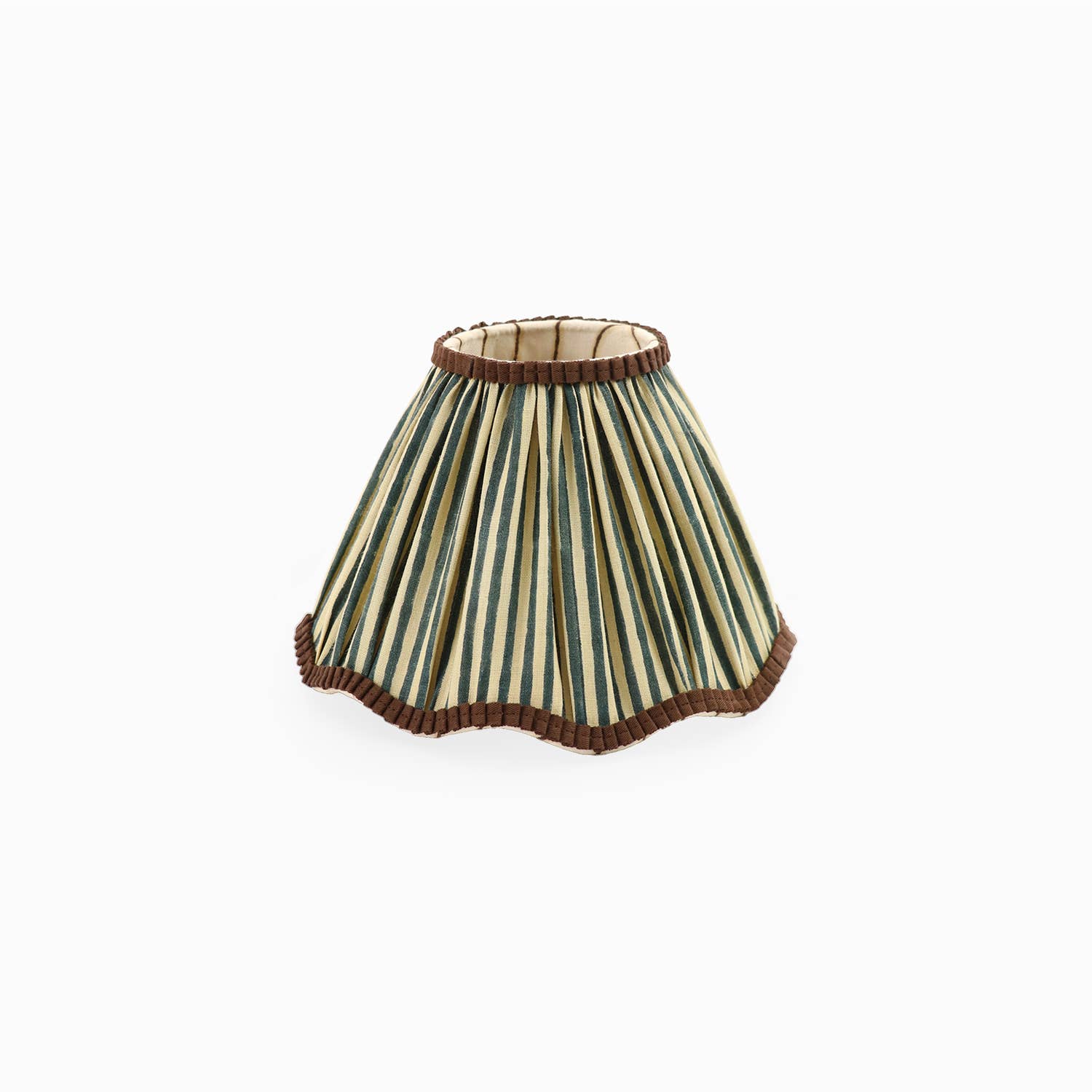 Craft Boat - Wholesale Lamp Shade - SCALLOPED PLEATED LAMPSHADE - OCHRE/BLUE CLASSIC STRIPE1