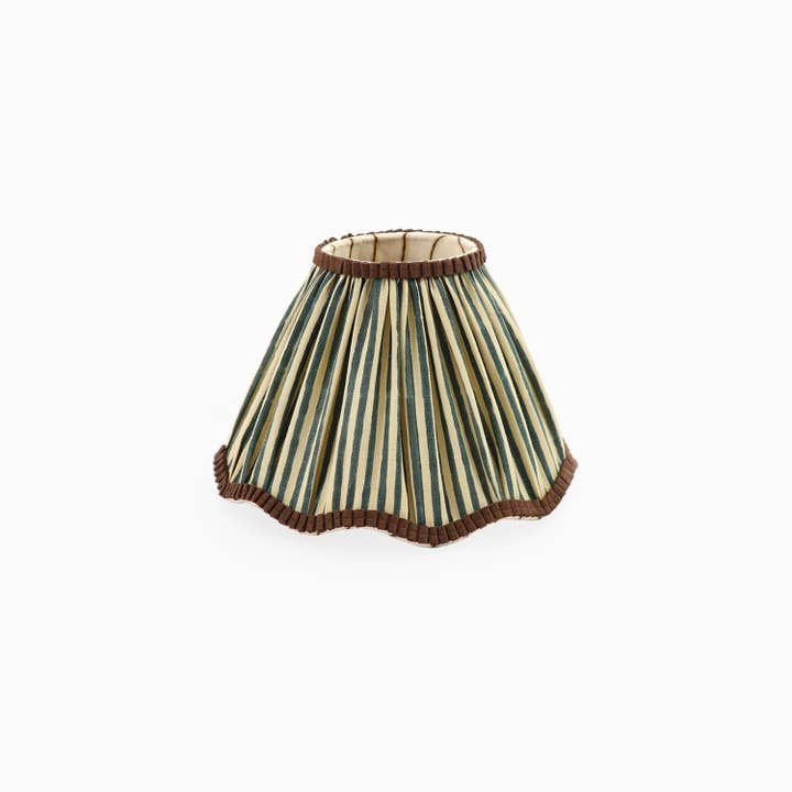 Craft Boat - Wholesale Lamp Shade - SCALLOPED PLEATED LAMPSHADE - OCHRE/BLUE CLASSIC STRIPE1