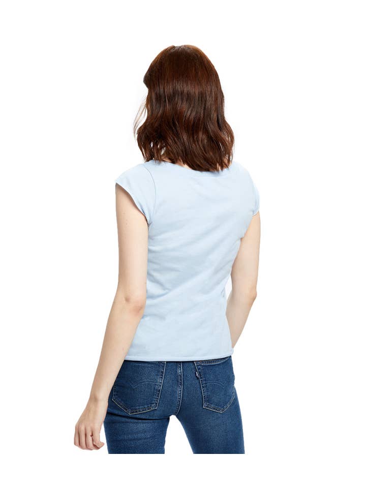 US Blanks - Wholesale T-Shirt - Women's - Women's Cap Sleeve Raw Edge Open Neck