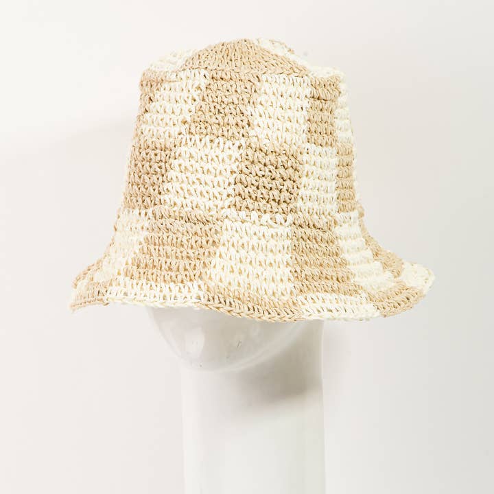 Sombrero de pescador de punto con estampado a cuadros para venta al por mayor de Collections by Fame Accessories