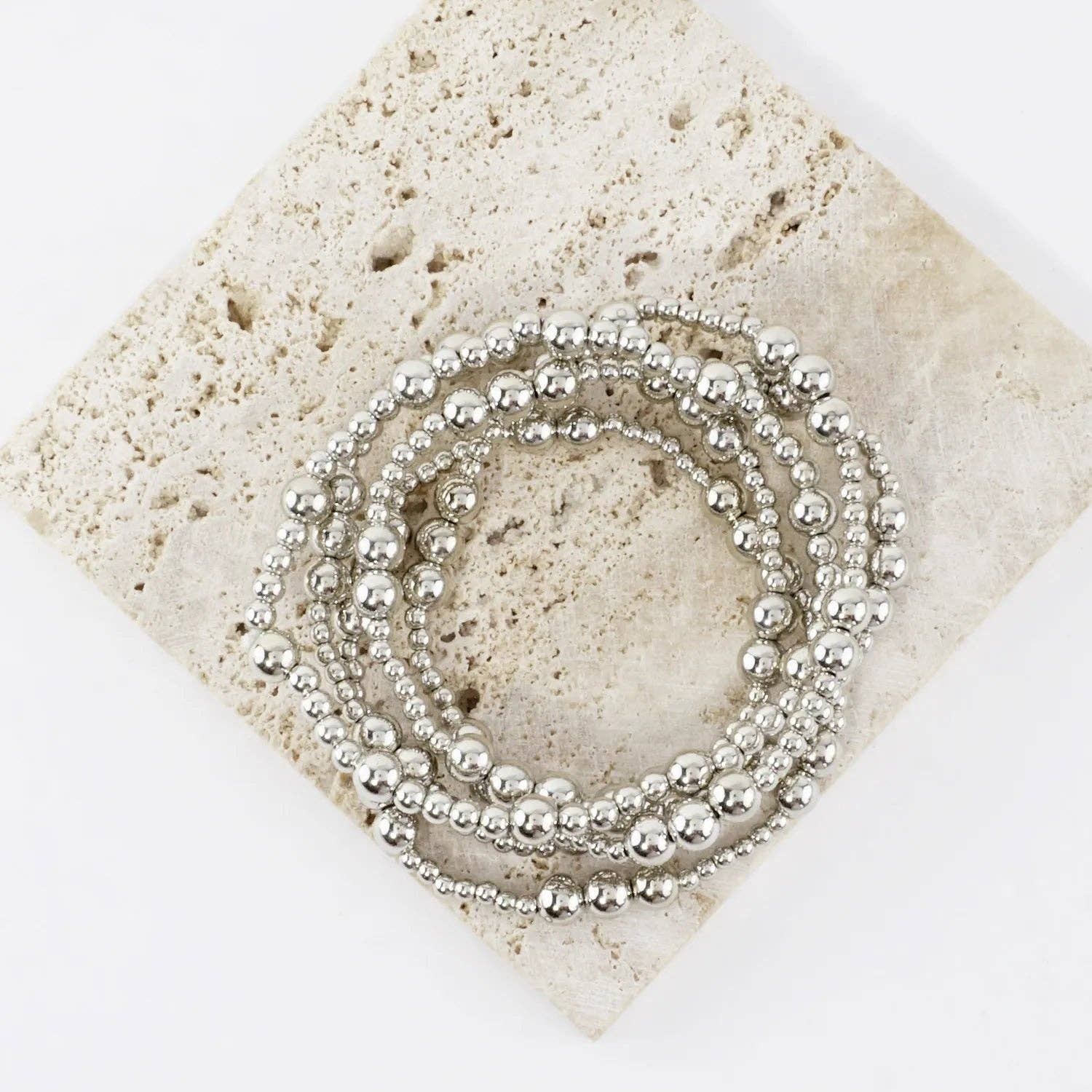 Wild Honey - Wholesale Jewelry Set - 5PC Station Metallic Beads Stretch Bracelets Set4