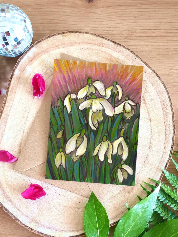 Snowdrop- A6 Greetings Card for wholesale by Plant Based Paintings