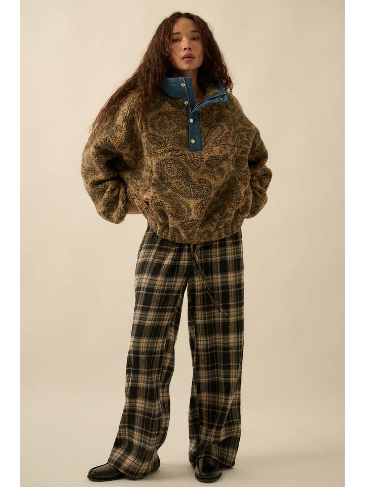 Promesa USA - Wholesale Pants - Women's - Plaid Flannel Wide-Leg Drawstring Pants6