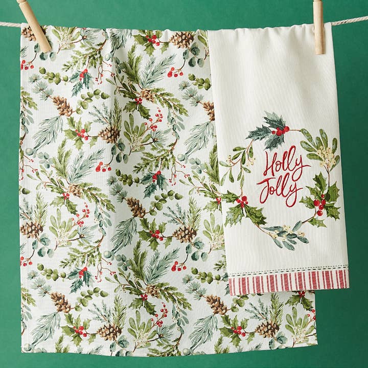Design Imports - Wholesale Tea Towel - Holly Jolly Dishtowel Set Of 22