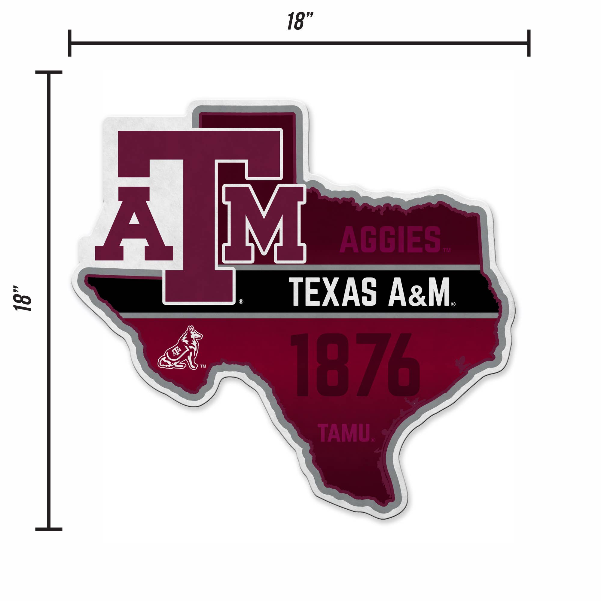 Rico Industries - Vente Pancarte - Fanion découpé en forme d'État des Aggies de Texas A&M de la NCAA4