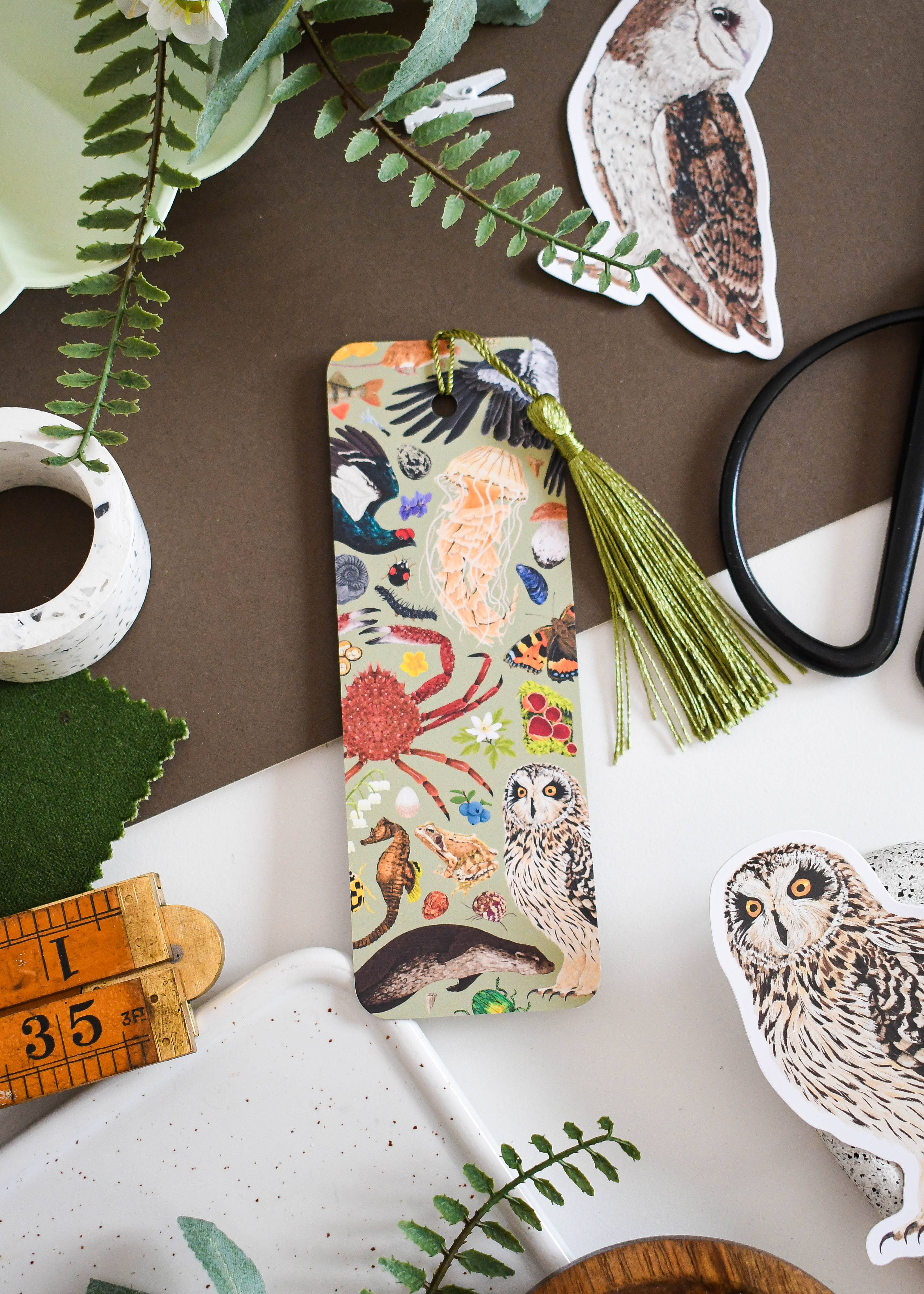 British Wildlife Bookmark with tassel for wholesale by Ferne Creative