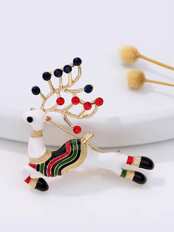 Multicolor Reindeer Brooch PA5585 for wholesale by Ole