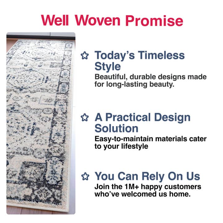 Well Woven - Wholesale Area Rug - Leon Medallion Ivory Blue Beige Rug For Living Room, Bedroom, and Dining Room3