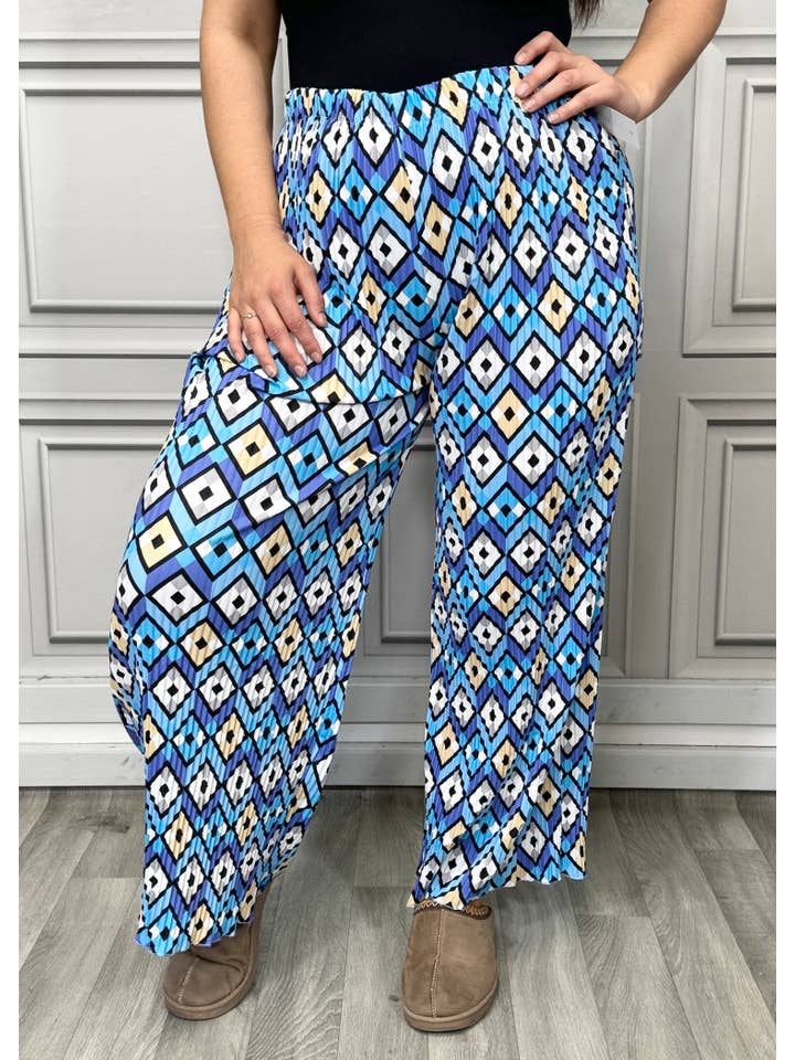 Lucy Sparks - Wholesale Pants - Women's - Multi Print Super Stretchy Pleated PantsÂ