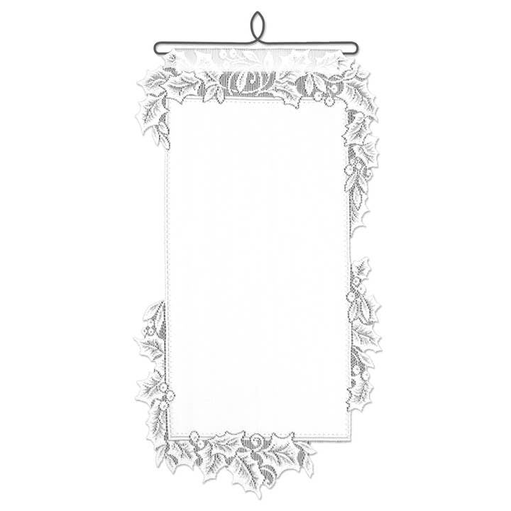 Heritage Lace - Wholesale Tapestry/Textile - Boughs Of Holly 12x21 Lace Wall Hanging White
