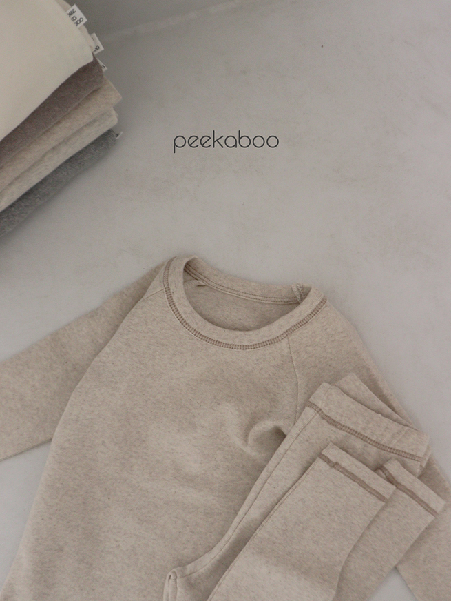 peekaboo - Wholesale Sleepwear Set - Kids - Kids Unisex Neutral Solid Color Long sleeves Pajama Set2