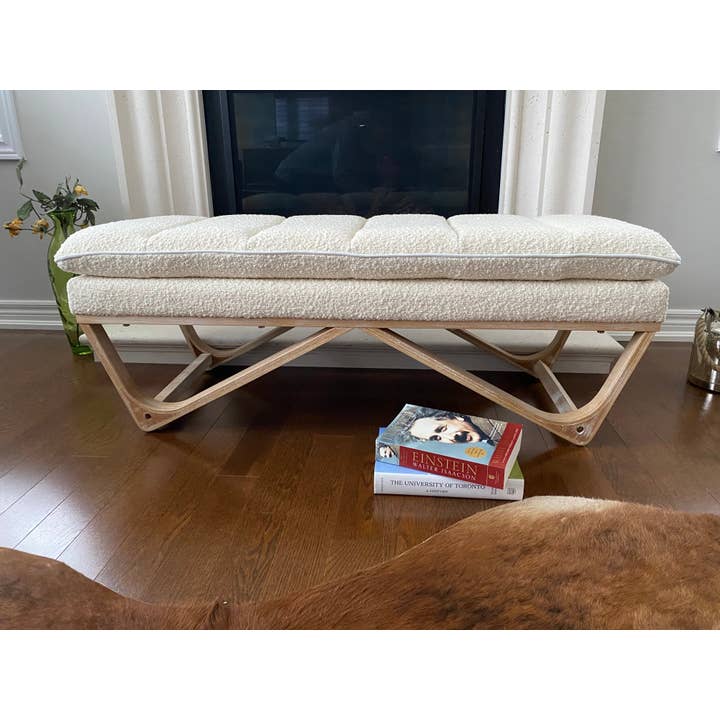 Seat4uhome - Wholesale Bench - Boucle Upholstered Pillow Cushion Top 48" Hendrehaim Bench2
