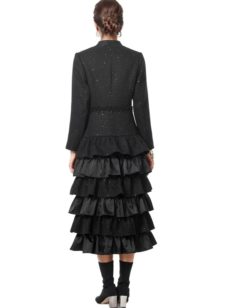 Negro CT110L Rompevientos de Pastel con Volantes y Borlas Hechas a Mano de venta al por mayor en Faire3