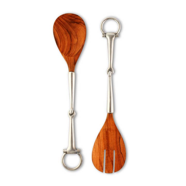 Vagabond House - Wholesale Serving Utensil - Bit Wood Salad Server Set