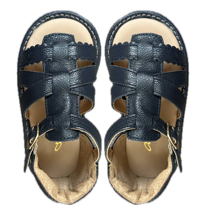 Esme Navy Leather Children’s Sandal with Buckle for wholesale by ANANAS