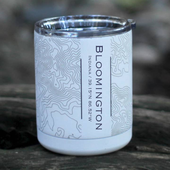 Bloomington IN Map Insulated Cup in Matte White for wholesale by JACE.design