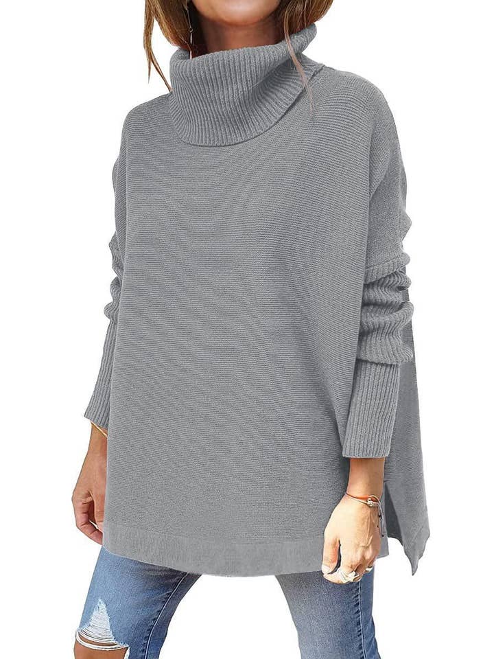 Sweetkama - Wholesale Tunic - Women's - Sweetkama Ladies Solid Long Sleeves Mock Neck Loose Top7
