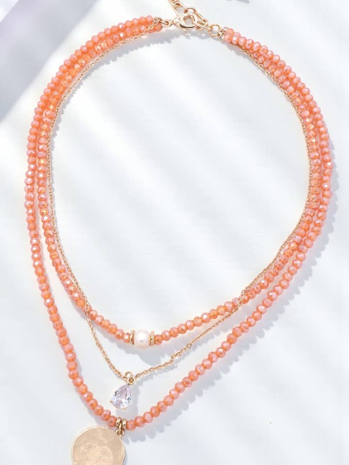 Multi-Layer Faceted Bead Pendant Necklace for wholesale by Mint & Shine