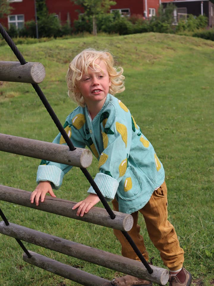 Katoenen borduurjack citroenen KINDEREN for wholesale by ToutVintage