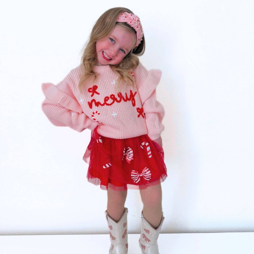 Sweet Wink - Wholesale Knit Sweater - Kids - Coquette Merry Christmas Knit Sweater - Kids Clothing6