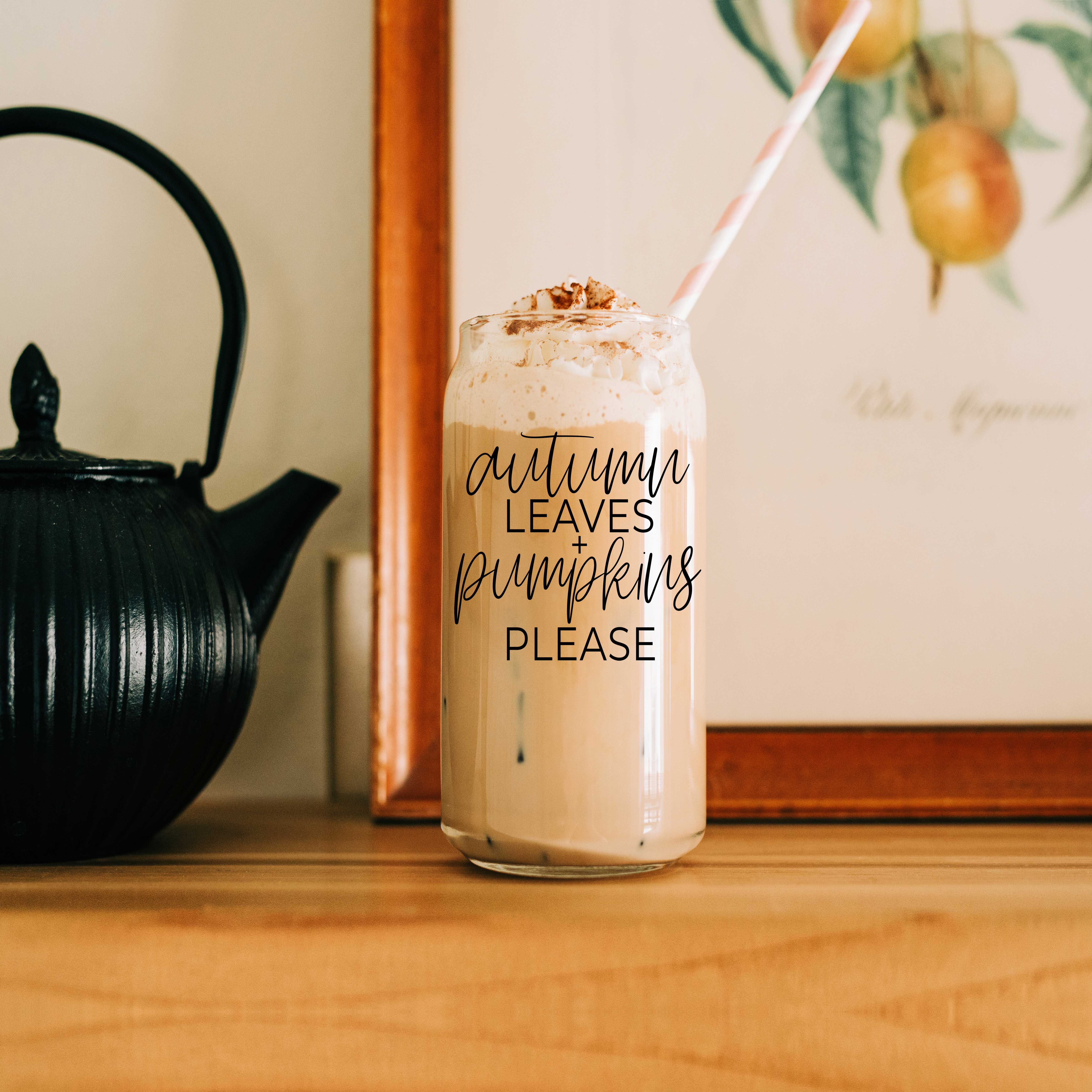 Gia Roma – Copo/caneca por atacado – Canecas de Café Outonais, Copos de Vidro Outono com Tampas + Palhinhas Reutilizáveis9