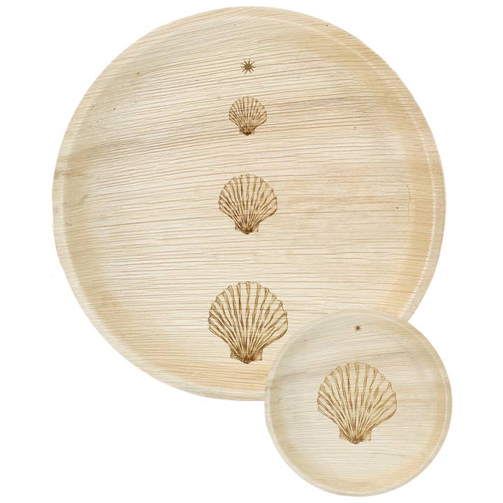 Compostable Palm Leaf Plates - Stacked Scallops, 6-12" for wholesale by maaterra