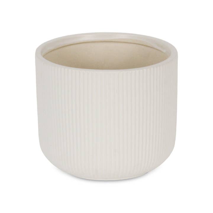 Cheungs Home Decor - Vente Pot - Pot rond en céramique à motif strié Currula - Blanc2