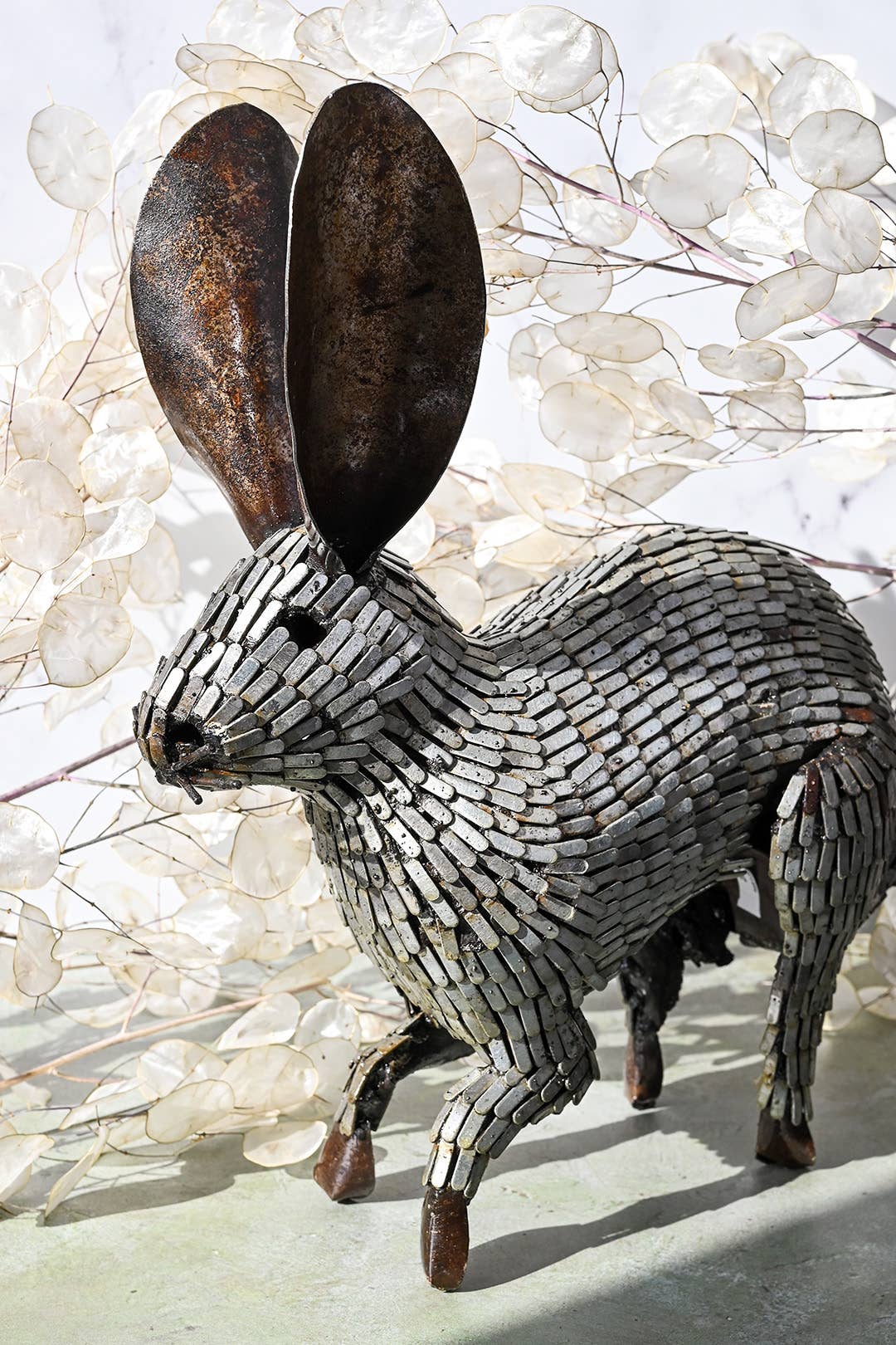 Swahili | AFRICAN MODERN - Wholesale Sculpture - Hopping Rabbit Recycled Metal Sculpture Garden Art Zimbabwe5