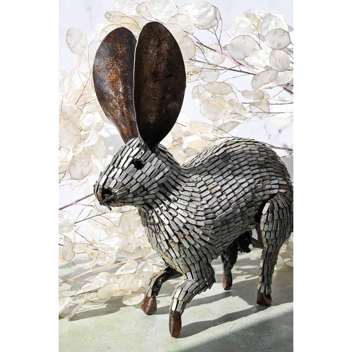 Swahili | AFRICAN MODERN - Wholesale Sculpture - Hopping Rabbit Recycled Metal Sculpture Garden Art Zimbabwe5