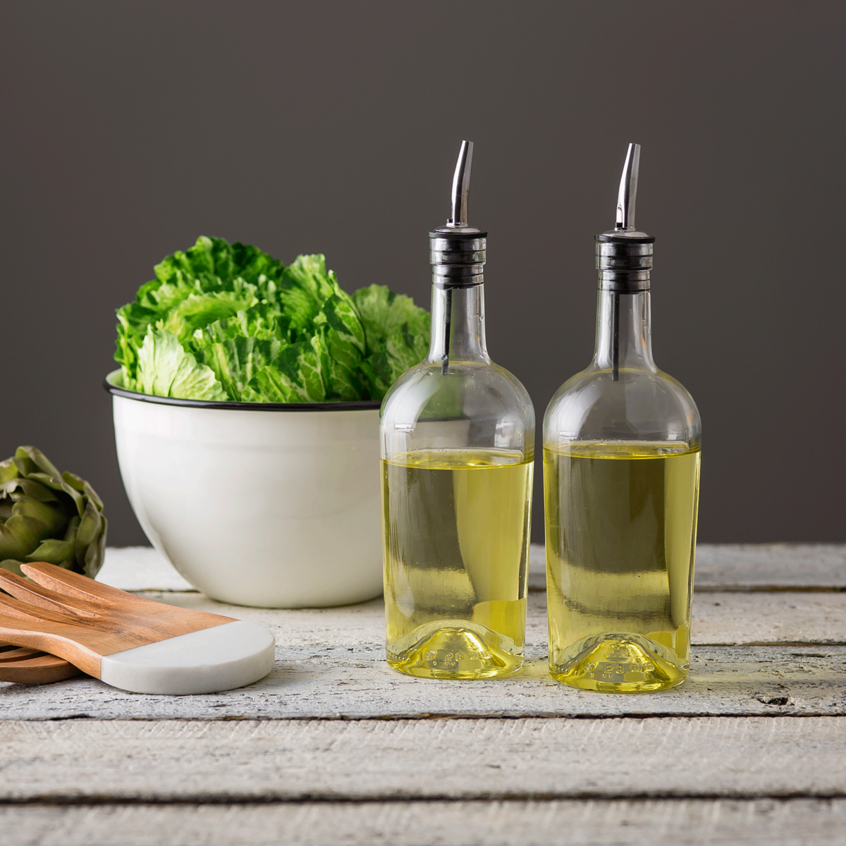 TableCraft Products Company - Wholesale Oil/Vinegar Dispenser - 17.5 oz Clear Glass Bottle, Stainless Steel Pourer2