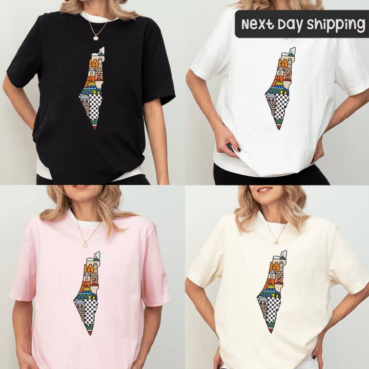 CVH DREAMY LTD – wholesale T-shirt (graphic) – women's – Palestine Map Flag T-Shirt, Stand With Palestine Shirt1