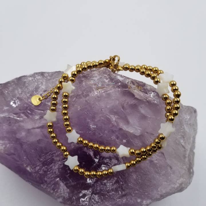 Perlemor Stjerne Guld Perlekæde for engroshandel hos magnolia jewelry