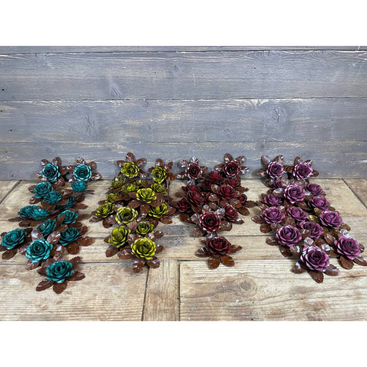 My Amigos Imports - Wholesale Artificial Flowers - Tulia Rustic Metal Rose Flower-Handmade-4.5 in-Beauty-Colors2