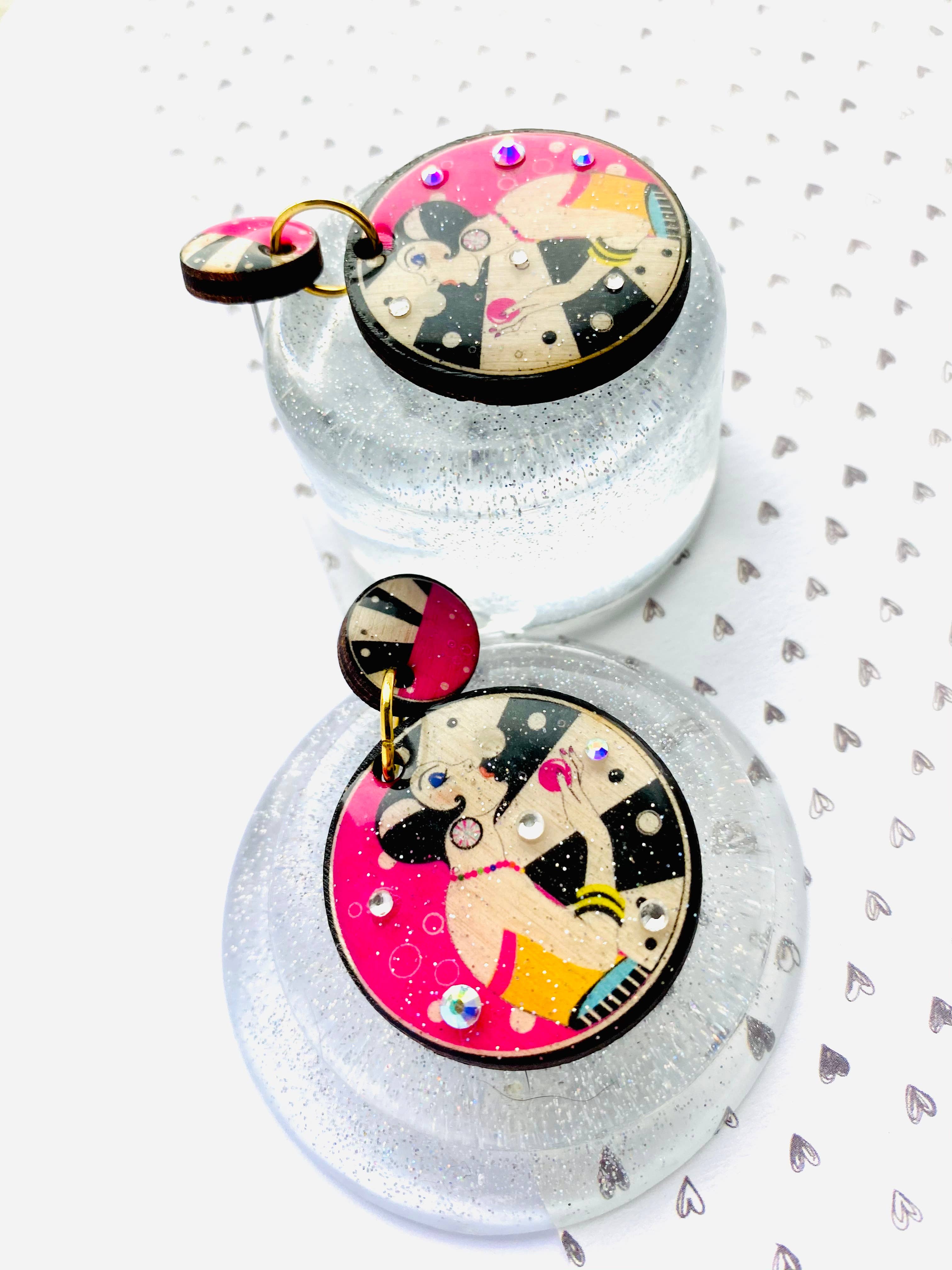 Rosie Rose Parker – wholesale Dangle earrings – retro statement earrings arty earrings colourful earrings13