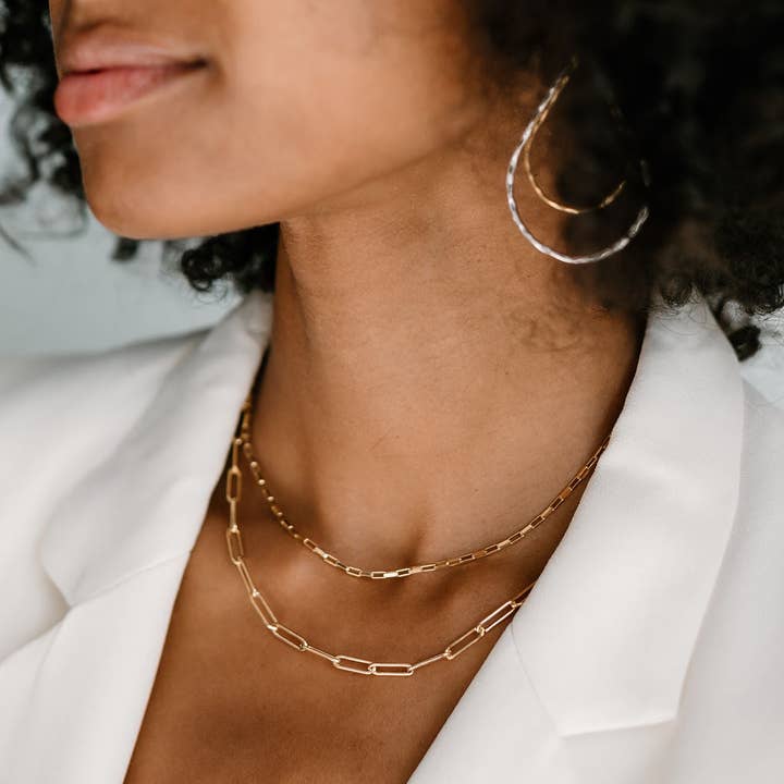 Laura Elizabeth – wholesale Link & chain necklace – Round Paperclip Chain Necklace0