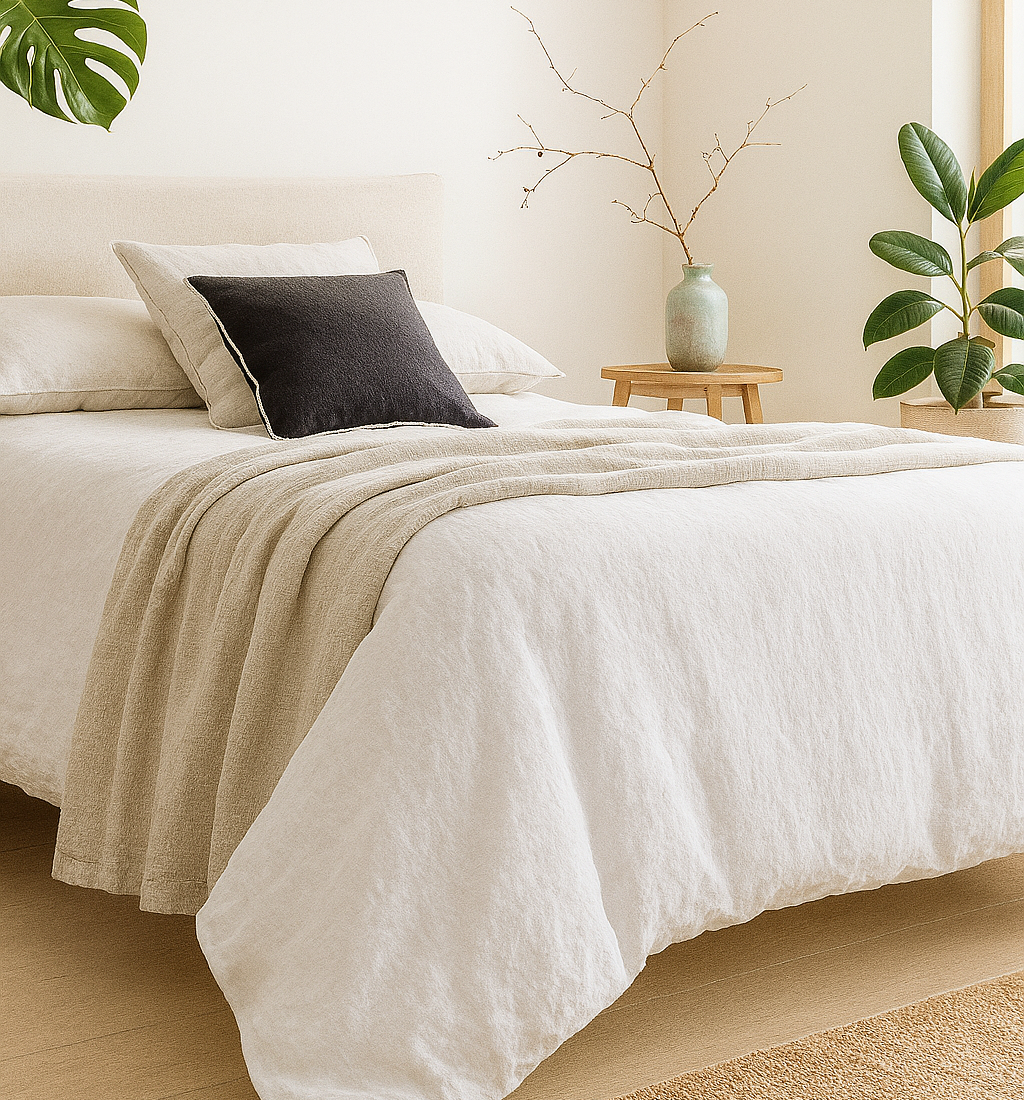 Q VITA - Wholesale Bedding Set - 80%TENCEL 20% Linen Duvet Cover Set - Oatmeal0
